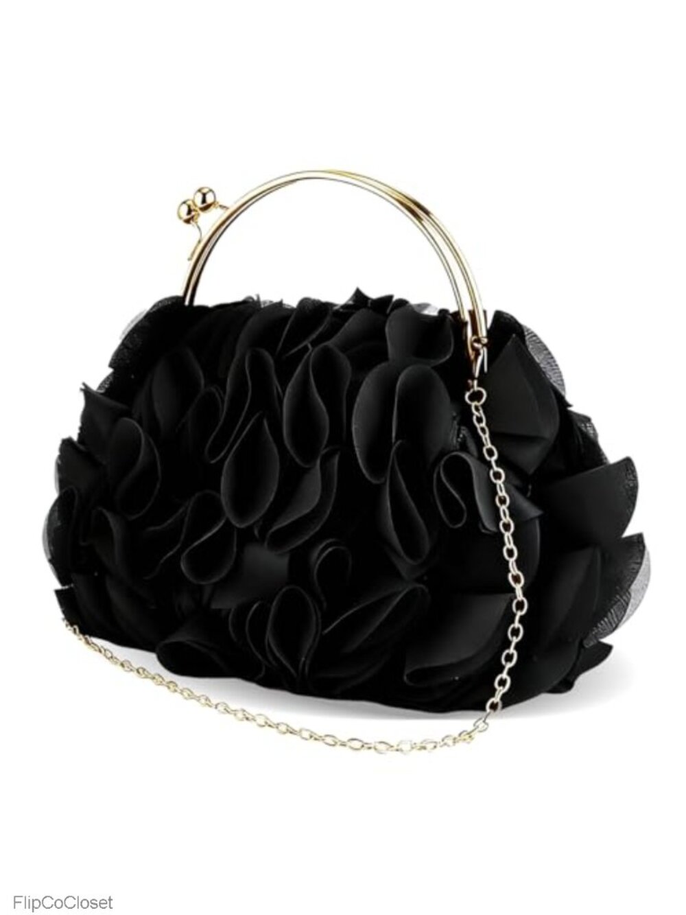 Satin Evening Clutch Floral Rose Wristlet with Chain for Wedding Party Prom
